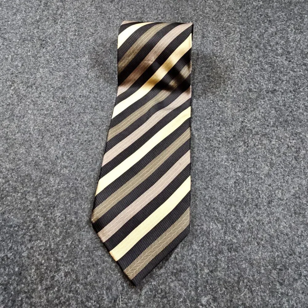 Giorgio Brutini Silk Repp Striped Necktie Brown Black 58
